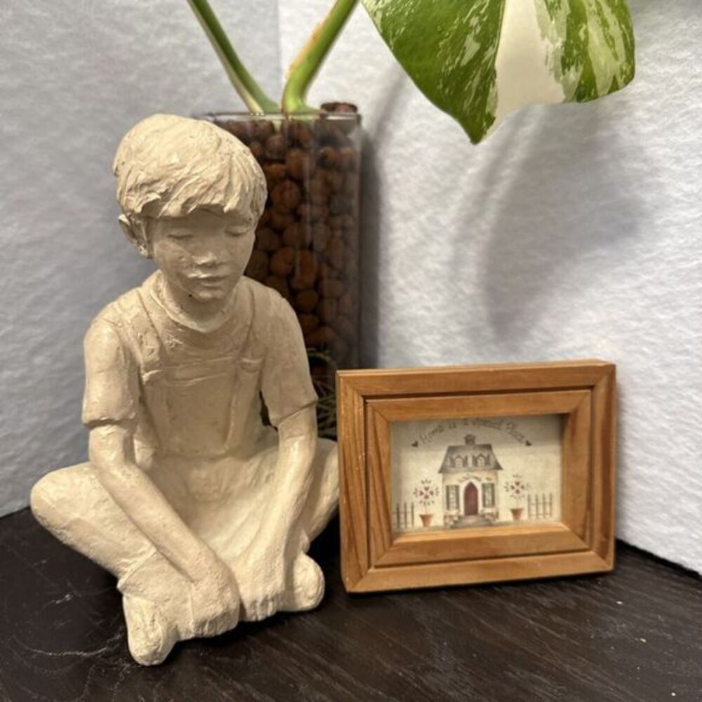 Vintage‎ Folk Art Print "Home Is A Special Place" Home Wood Framed 3.5"x4.5".